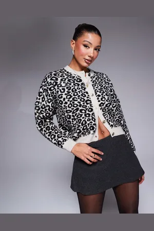 River Island Oversized cremehvid cardigan med mønster