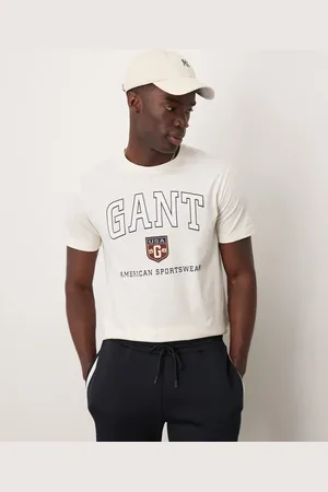 GANT Cremehvid T-shirt med college-logo