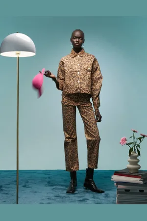 Bimba y Lola Jeans med lige ben og leopardprint - Del af sæt-Brun