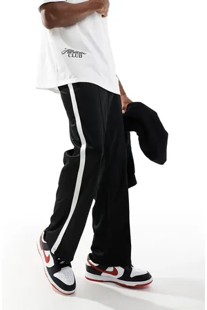 Bershka Sorte joggingbukser med sidestriber i bred pasform