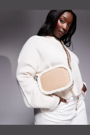 HUGO BOSS Bel - crossbody-taske med kantdetaljer i imiteret lammeskind-Neutral