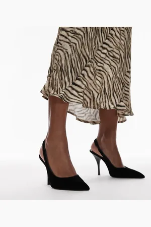 MANGO Sorte slingback-sko med høje hæle i velour