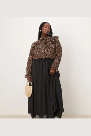 ASOS ASOS DESIGN Curve - maxinederdel med indsyede detaljer i chiffon