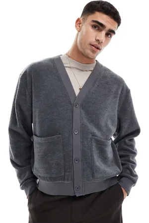 ASOS Oversized og grå cardigan i frotté med firkantet snit