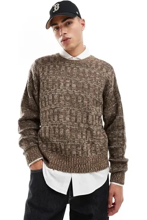 Cotton On Cotton On - Mønstret striktrøje i vintagestil i taupe-Hvid