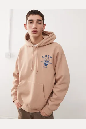 Obey Lotus - hættetrøje med håndgrafik-Neutral