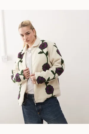 Obey Fields - Jakke med multifarvet blomstermønster i jacquard-fleece