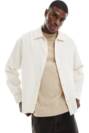 JACK & JONES Hvid oversized skjorte med tekstur
