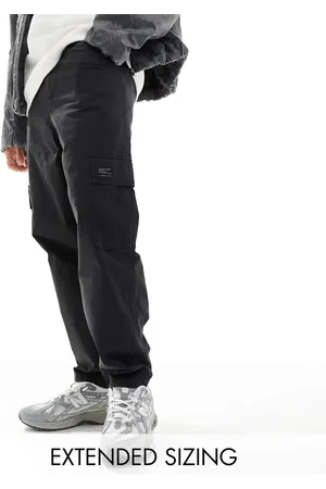 ASOS Oversized, tapered og sorte cargobukser med mærke