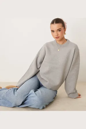 Gina Tricot Og strikket sweater med rund hals og brede ærmer
