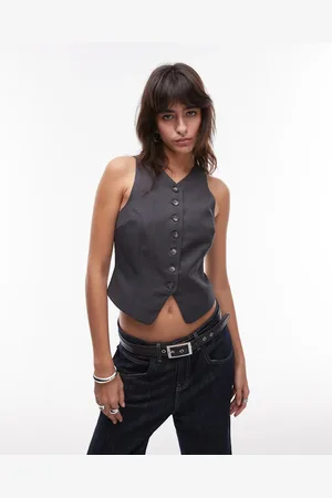 Topshop Cropped habitvest med høj hals