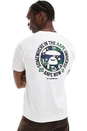 A Bathing Ape Aape By A Bathing Ape - Hvid T-shirt med logo og camouflageprint på ryggen