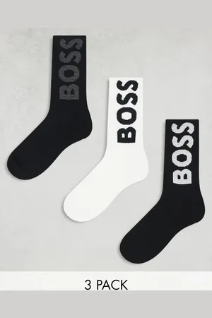 HUGO BOSS Pakke med 3 par sokker med logoprint i sort og hvid