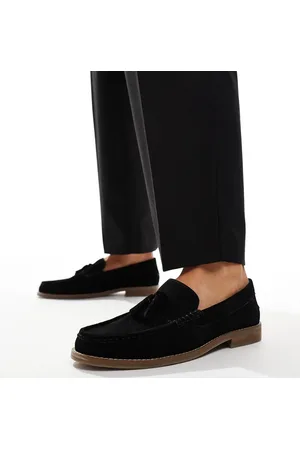 ASOS Sorte ruskindsloafers med kvast i naturfarvet sål