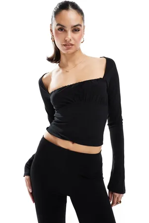 Pull&Bear Og rynket overdel i mesh med lange ærmer