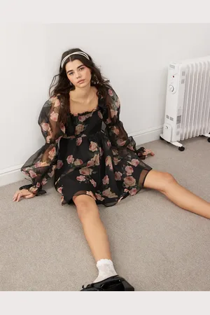 Miss Selfridge Minikjole med sløjfedetalje og rosenprint-Multifarvet