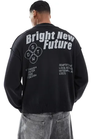Pull&Bear Vasket strikket trøje med grafik på ryggen