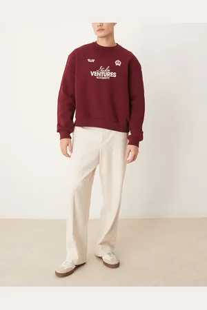 ASOS Elegante bukser med vide ben og kantdetaljer-Neutral