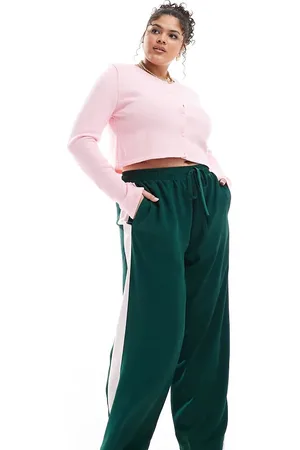 ASOS Curve - Skovgrønne pull-on bukser med kontrastfarvet panel