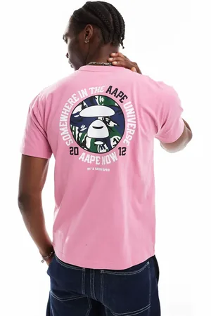 A Bathing Ape Aape By A Bathing Ape - Pink T-shirt med camoflage-print på ryggen og logo-Grå