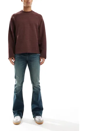 ASOS Mellemblå jeans med svaj, stretch og grønt skær