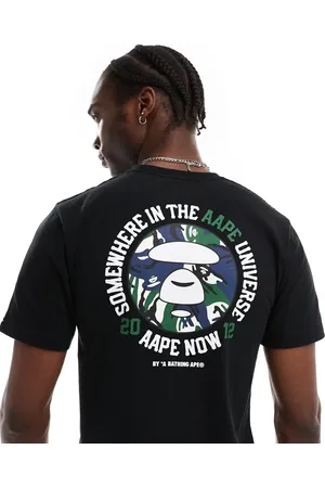 A Bathing Ape Aape By A Bathing Ape - T-shirt med logo og camouflage-print på ryggen-Grå