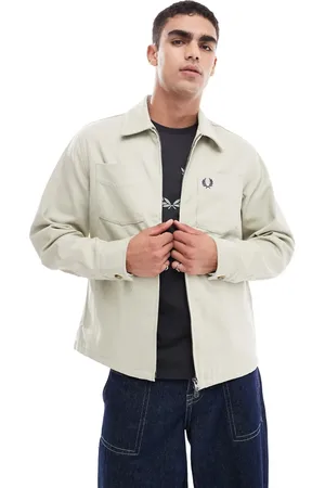 Fred Perry Overskjorte med lange ærmer i twill med lynlås-Neutral