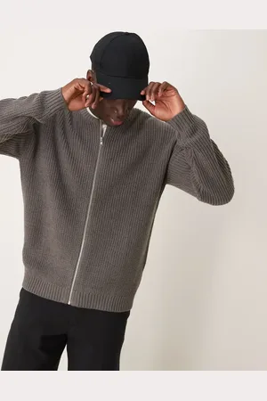 ASOS Afslappet bomber-jakke med lynlås i patentstrik
