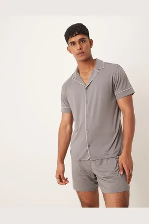 Urban Threads Koksgråt pyjamassæt med kortærmet T-shirt og shorts i polyester