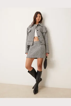 ASOS Monokrom nederdel i bouclé - Del af sæt-Multifarvet