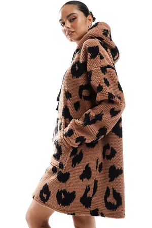 ASOS Honeycomb - Oversized lounge-hættetrøje med leopardprint-Multifarvet