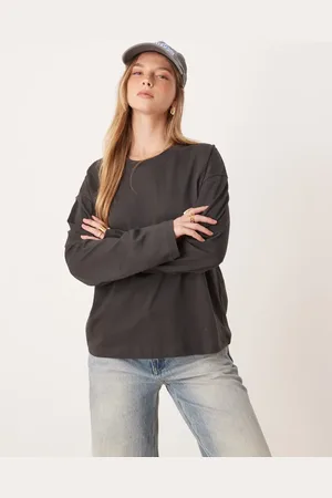 Gina Tricot Langærmet T-shirt i forvasket sort