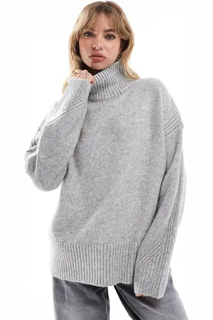 New Look Grå oversized trøje med ståhals