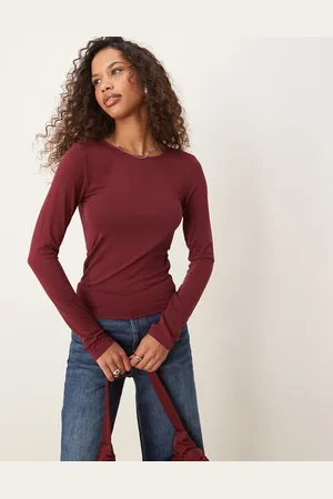 Gina Tricot Top med rund hals i blødt stof i slim fit-Rød