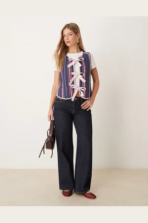 Gina Tricot Lavtaljede jeans med brede ben i skyllet
