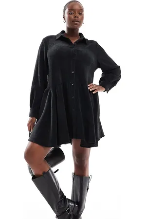 ASOS ASOS DESIGN Curve - smock-minikjole med peplumkant i fløjl-Multifarvet
