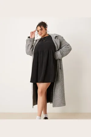 ASOS ASOS DESIGN Curve - T-shirt-minikjole med smock-snit og taljesømme i fløjl