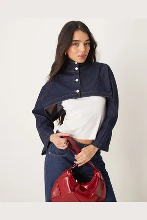 ASOS Indigoblå og cropped denimjakke med ståkrave