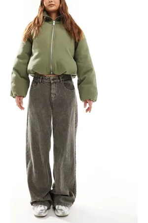 Pull&Bear Grå jeans med vide ben i fløjl