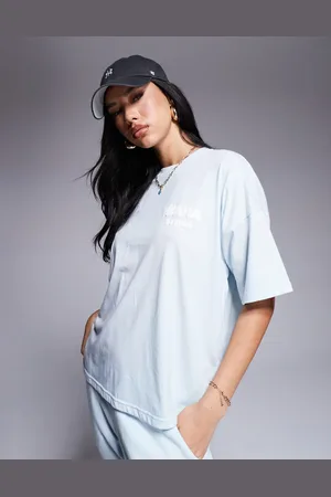 Kaiia Design - Lyseblå oversized t-shirt med logoprint foran og bagpå - Del af sæt