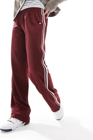 Pull&Bear Joggingbukser med vide ben og sidestriber-Rød