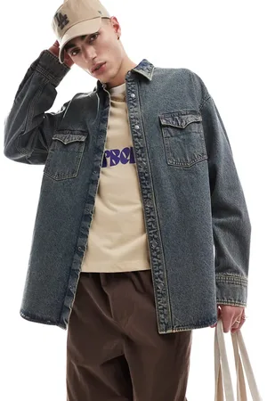 JACK & JONES Overskjorte i syrevasket denim-Blå