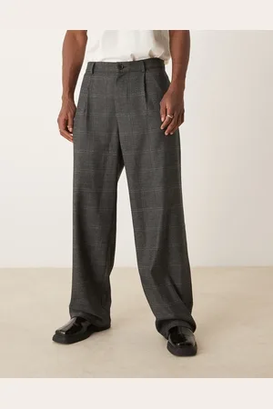 ASOS Elegante bukser med vide ben, plisseringer foran og brune tern