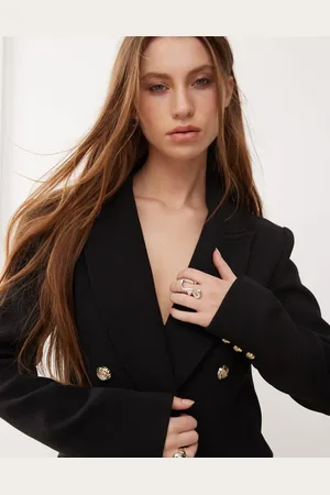 Lioness Og dobbeltradet blazer med guldfarvede metalknapper