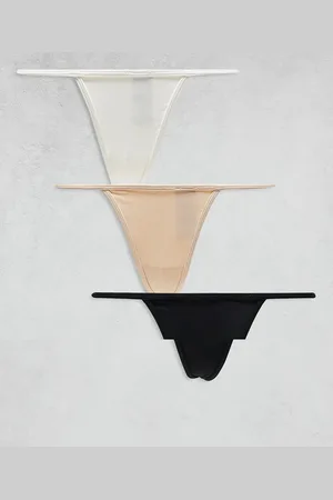 Cotton On Cotton On - Pakke med 3 minimalistiske G-strenge i hvid/beige/sort-Multifarvet
