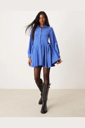 ASOS Smock-minikjole med peplumkant i fløjl-Multifarvet