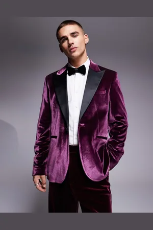 ASOS Slim Fit smoking-blazer i velour-Rød