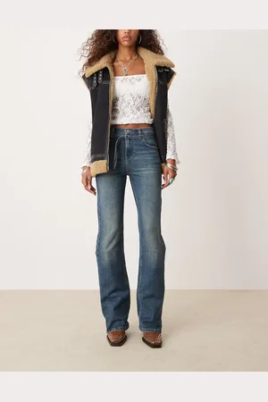 Free People Sabine - Afslappede blå jeans med lige ben og bælte