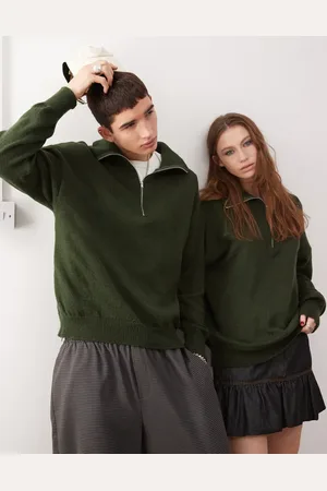 Reclaimed Unisex - trøje med lynlås i halsen