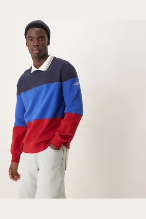 GANT Blå og rød sweatshirt med logo og farveblokke
